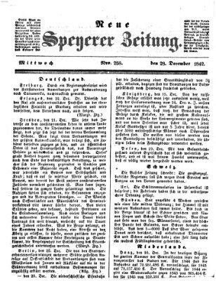 Neue Speyerer Zeitung Mittwoch 28. Dezember 1842