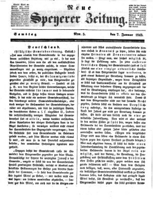 Neue Speyerer Zeitung Samstag 7. Januar 1843