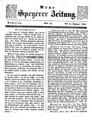 Neue Speyerer Zeitung Samstag 14. Januar 1843