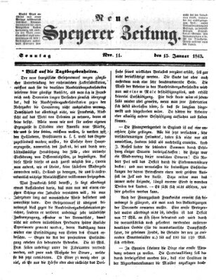 Neue Speyerer Zeitung Sonntag 15. Januar 1843