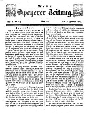 Neue Speyerer Zeitung Mittwoch 18. Januar 1843