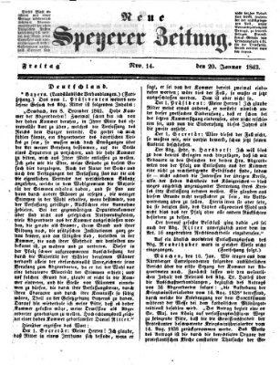 Neue Speyerer Zeitung Freitag 20. Januar 1843