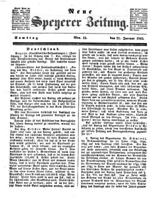 Neue Speyerer Zeitung Samstag 21. Januar 1843