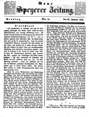 Neue Speyerer Zeitung Sonntag 22. Januar 1843