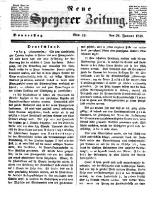 Neue Speyerer Zeitung Donnerstag 26. Januar 1843