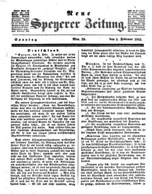 Neue Speyerer Zeitung Sonntag 5. Februar 1843