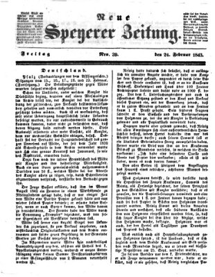 Neue Speyerer Zeitung Freitag 24. Februar 1843