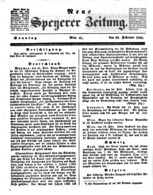 Neue Speyerer Zeitung Sonntag 26. Februar 1843