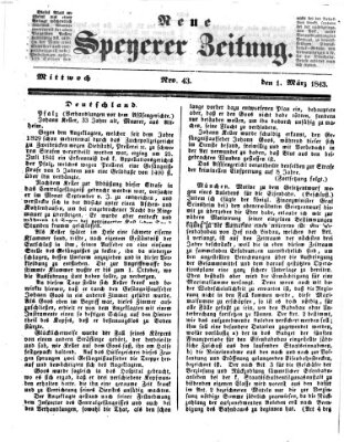 Neue Speyerer Zeitung Mittwoch 1. März 1843