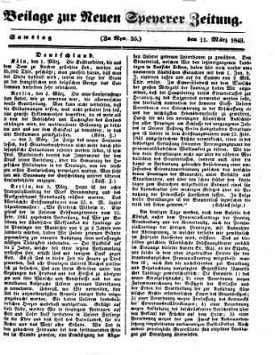 Neue Speyerer Zeitung Samstag 11. März 1843