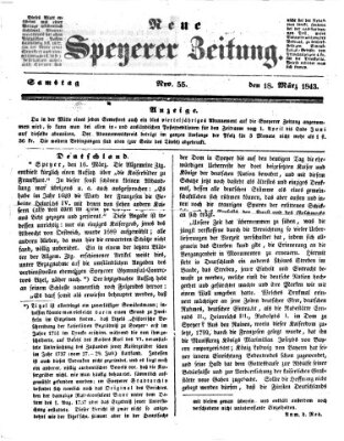 Neue Speyerer Zeitung Samstag 18. März 1843