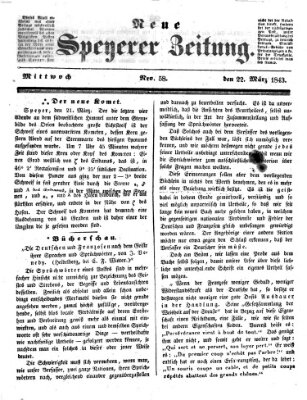 Neue Speyerer Zeitung Mittwoch 22. März 1843