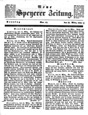 Neue Speyerer Zeitung Sonntag 26. März 1843