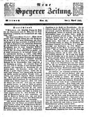 Neue Speyerer Zeitung Mittwoch 5. April 1843