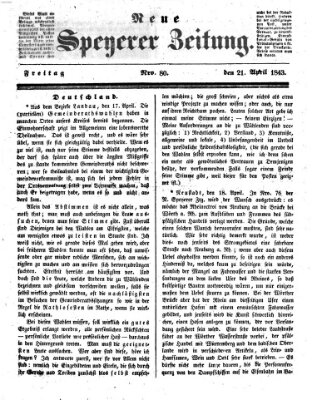 Neue Speyerer Zeitung Freitag 21. April 1843