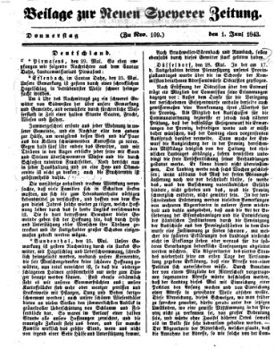 Neue Speyerer Zeitung Donnerstag 1. Juni 1843