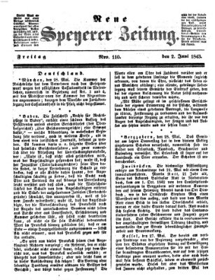 Neue Speyerer Zeitung Freitag 2. Juni 1843