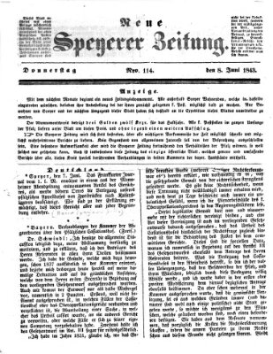 Neue Speyerer Zeitung Donnerstag 8. Juni 1843