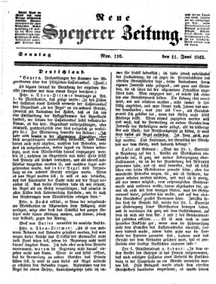 Neue Speyerer Zeitung Sonntag 11. Juni 1843