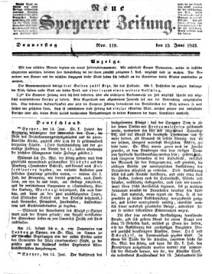 Neue Speyerer Zeitung Donnerstag 15. Juni 1843