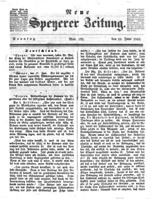 Neue Speyerer Zeitung Sonntag 18. Juni 1843