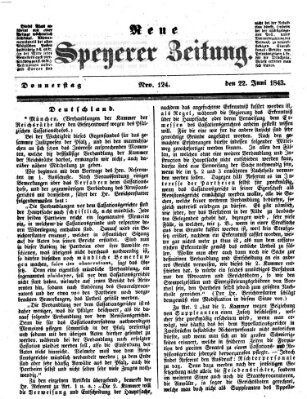 Neue Speyerer Zeitung Donnerstag 22. Juni 1843