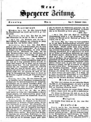 Neue Speyerer Zeitung Sonntag 7. Januar 1844