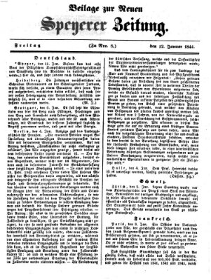 Neue Speyerer Zeitung Freitag 12. Januar 1844