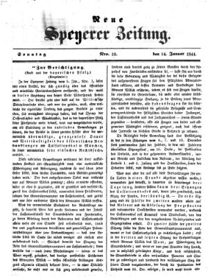 Neue Speyerer Zeitung Sonntag 14. Januar 1844