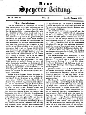 Neue Speyerer Zeitung Mittwoch 17. Januar 1844