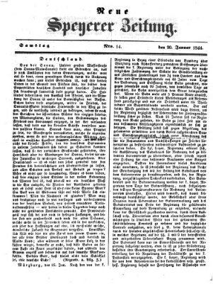 Neue Speyerer Zeitung Samstag 20. Januar 1844