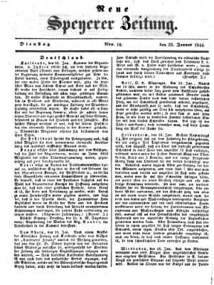 Neue Speyerer Zeitung Dienstag 23. Januar 1844