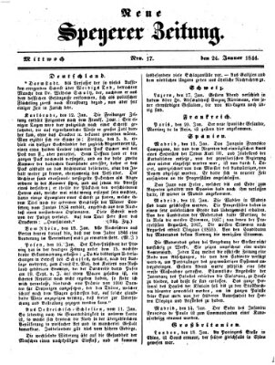 Neue Speyerer Zeitung Mittwoch 24. Januar 1844