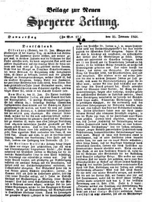 Neue Speyerer Zeitung Donnerstag 25. Januar 1844