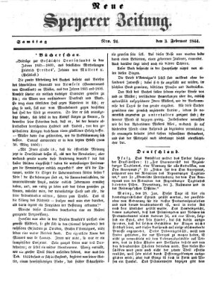 Neue Speyerer Zeitung Samstag 3. Februar 1844