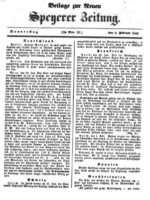 Neue Speyerer Zeitung Donnerstag 8. Februar 1844