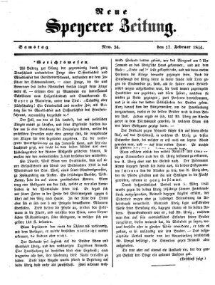 Neue Speyerer Zeitung Samstag 17. Februar 1844