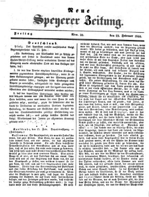 Neue Speyerer Zeitung Freitag 23. Februar 1844