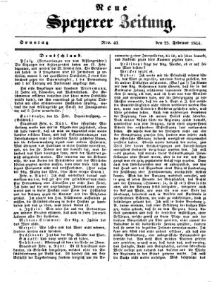 Neue Speyerer Zeitung Sonntag 25. Februar 1844