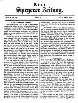 Neue Speyerer Zeitung Samstag 2. März 1844