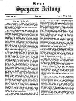 Neue Speyerer Zeitung Dienstag 5. März 1844