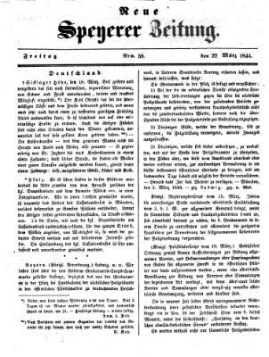 Neue Speyerer Zeitung Freitag 22. März 1844