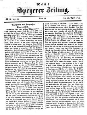 Neue Speyerer Zeitung Mittwoch 10. April 1844
