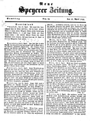 Neue Speyerer Zeitung Samstag 13. April 1844