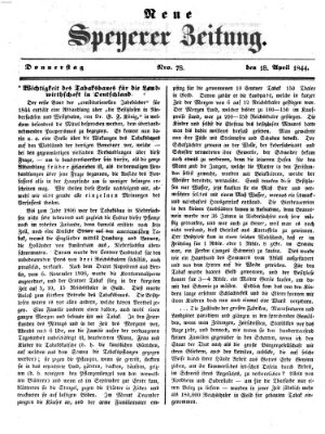 Neue Speyerer Zeitung Donnerstag 18. April 1844