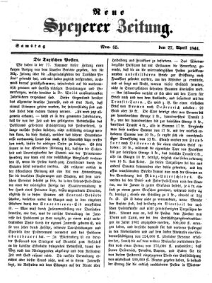 Neue Speyerer Zeitung Samstag 27. April 1844