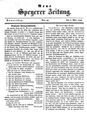 Neue Speyerer Zeitung Donnerstag 2. Mai 1844