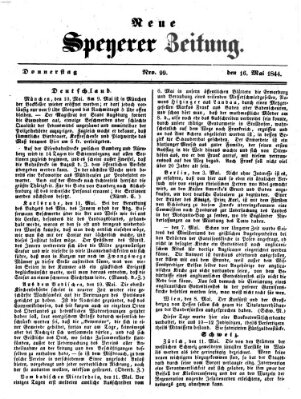 Neue Speyerer Zeitung Donnerstag 16. Mai 1844