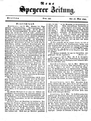 Neue Speyerer Zeitung Freitag 17. Mai 1844