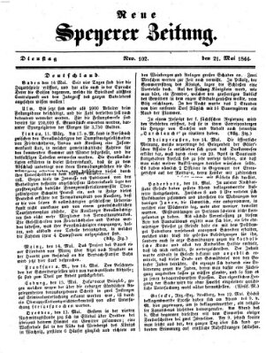 Neue Speyerer Zeitung Dienstag 21. Mai 1844